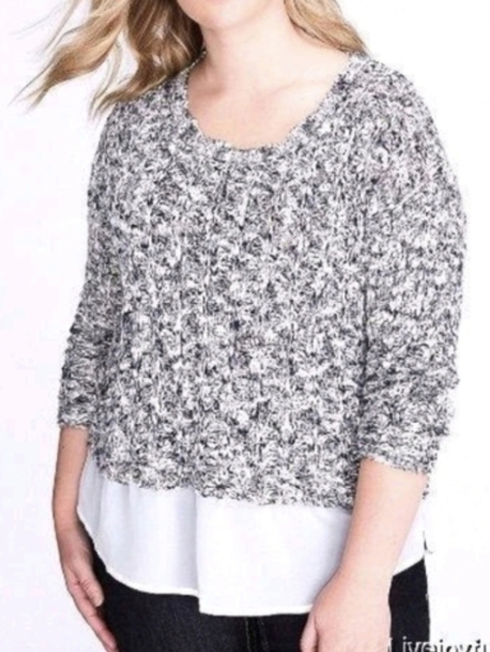 NWT LANE BRYANT Gray and White Knit Sweater.....SIZE:18/20